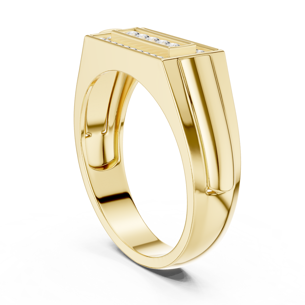 Classic Men's Diamond Signet Ring, Rectangle Cluster Design, Fine Jewelry Gift