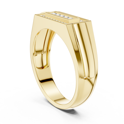 Classic Men's Diamond Signet Ring, Rectangle Cluster Design, Fine Jewelry Gift