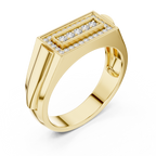 Classic Men's Diamond Signet Ring, Rectangle Cluster Design, Fine Jewelry Gift