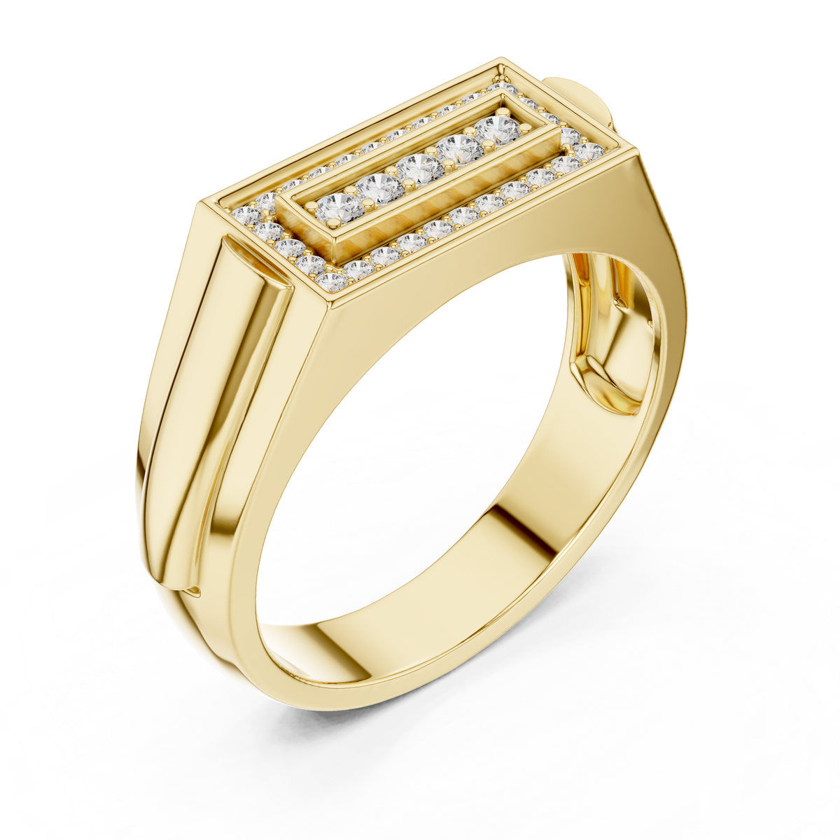 Classic Men's Diamond Signet Ring, Rectangle Cluster Design, Fine Jewelry Gift