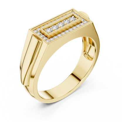 Classic Men's Diamond Signet Ring, Rectangle Cluster Design, Fine Jewelry Gift