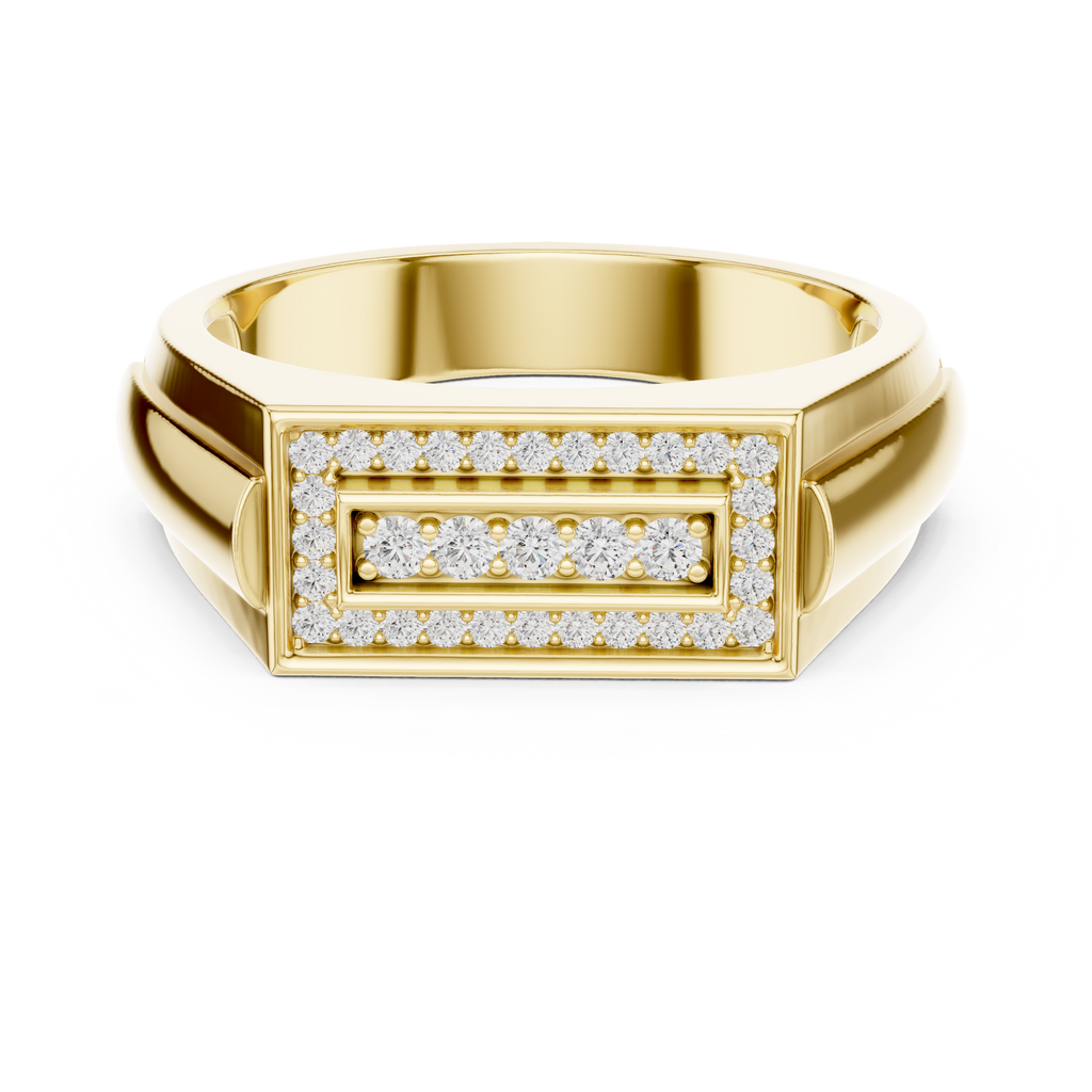 Classic Men's Diamond Signet Ring, Rectangle Cluster Design, Fine Jewelry Gift