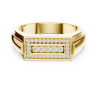 Classic Men's Diamond Signet Ring, Rectangle Cluster Design, Fine Jewelry Gift