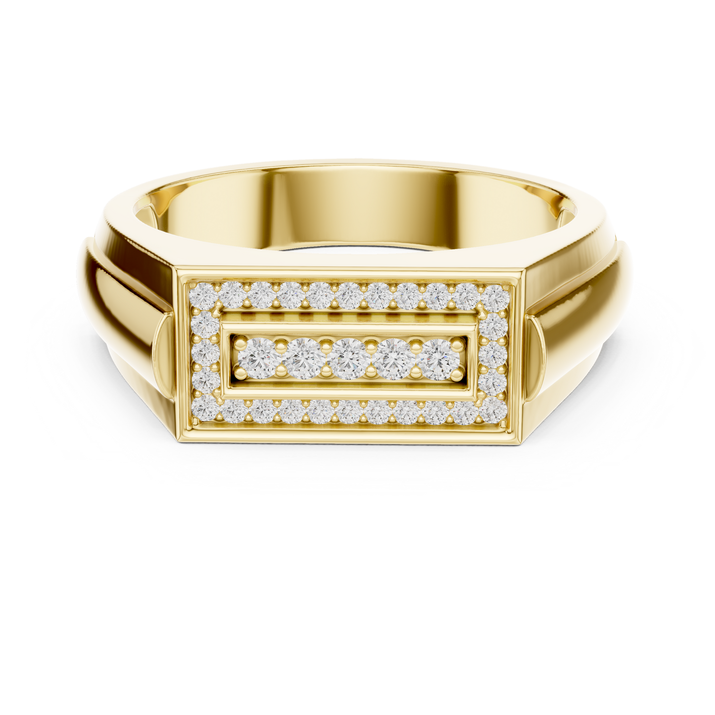 Classic Men's Diamond Signet Ring, Rectangle Cluster Design, Fine Jewelry Gift