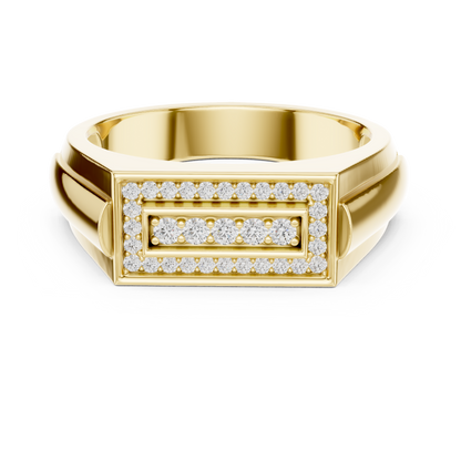 Classic Men's Diamond Signet Ring, Rectangle Cluster Design, Fine Jewelry Gift