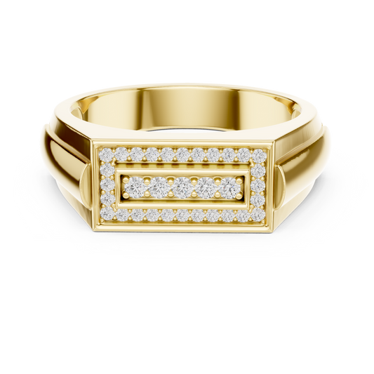 Classic Men's Diamond Signet Ring, Rectangle Cluster Design, Fine Jewelry Gift
