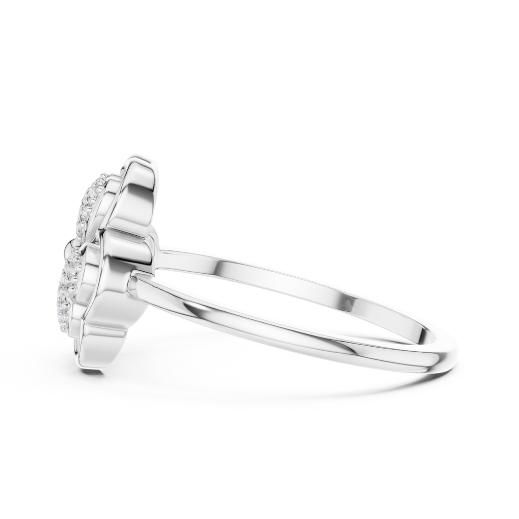 Women's Diamond Clover Statement Ring, Floral Lucky Charm Jewelry Gift