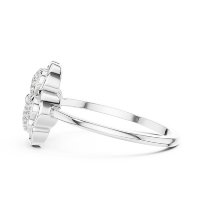 Women's Diamond Clover Statement Ring, Floral Lucky Charm Jewelry Gift