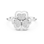 Women's Diamond Clover Statement Ring, Floral Lucky Charm Jewelry Gift