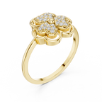 Women's Diamond Clover Statement Ring, Floral Lucky Charm Jewelry Gift