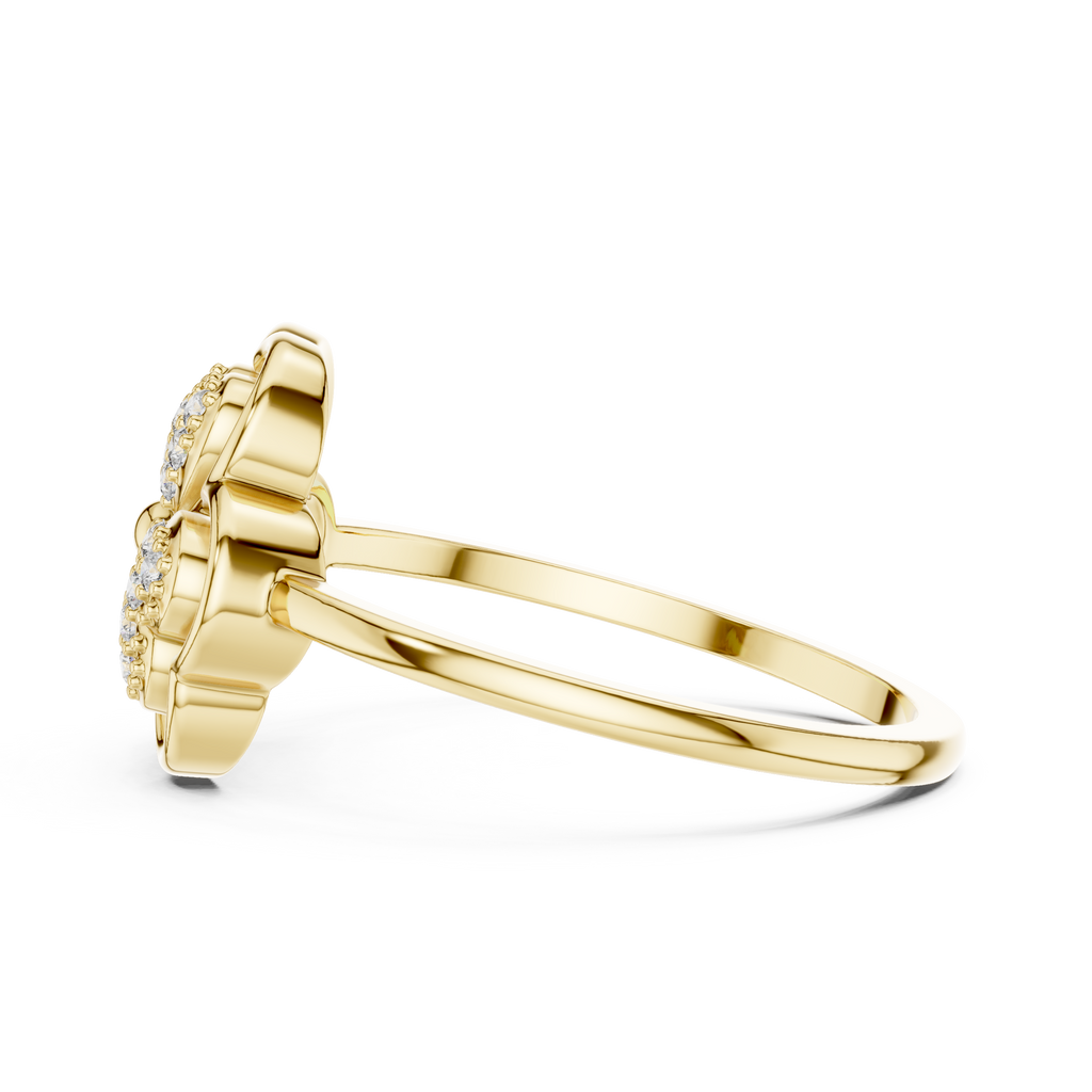 Women's Diamond Clover Statement Ring, Floral Lucky Charm Jewelry Gift