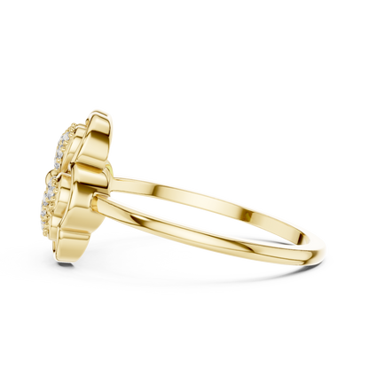 Women's Diamond Clover Statement Ring, Floral Lucky Charm Jewelry Gift