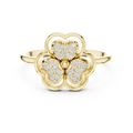 Women's Diamond Clover Statement Ring, Floral Lucky Charm Jewelry Gift