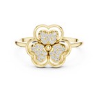 Women's Diamond Clover Statement Ring, Floral Lucky Charm Jewelry Gift