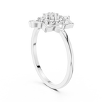 Diamond Lotus Bloom Ring for Women, Nature Inspired Floral Promise Ring