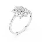 Diamond Lotus Bloom Ring for Women, Nature Inspired Floral Promise Ring