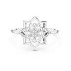 Diamond Lotus Bloom Ring for Women, Nature Inspired Floral Promise Ring