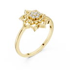 Diamond Lotus Bloom Ring for Women, Nature Inspired Floral Promise Ring
