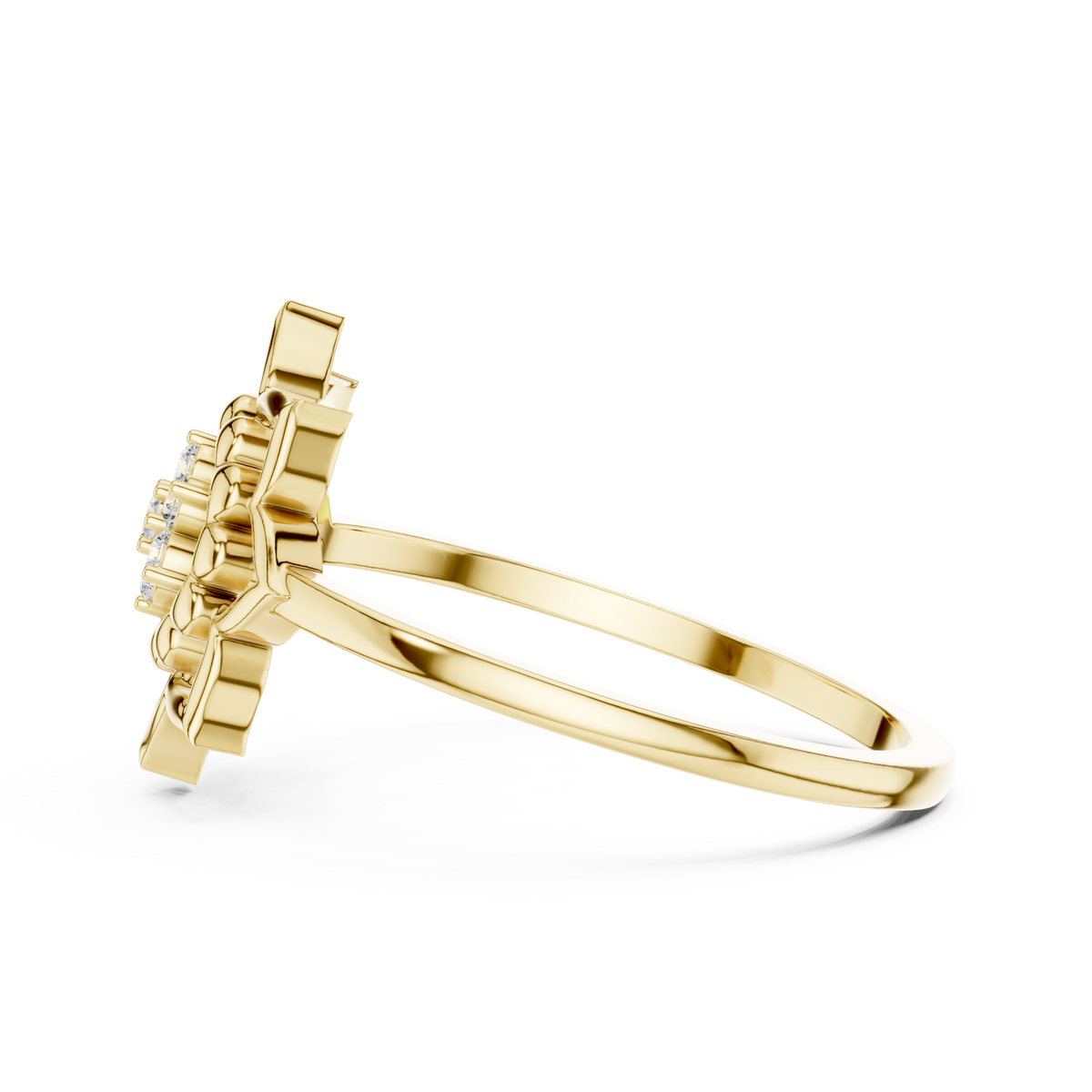 Diamond Lotus Bloom Ring for Women, Nature Inspired Floral Promise Ring