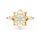 Diamond Lotus Bloom Ring for Women, Nature Inspired Floral Promise Ring