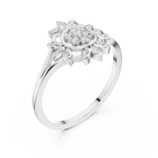 Women's Diamond Sun Flower Ring, Delicate Floral Statement Ring, Anniversary Gift