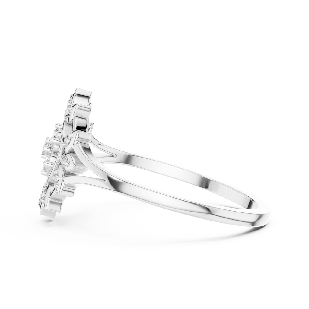 Women's Diamond Sun Flower Ring, Delicate Floral Statement Ring, Anniversary Gift
