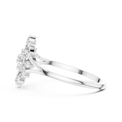Women's Diamond Sun Flower Ring, Delicate Floral Statement Ring, Anniversary Gift