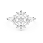 Women's Diamond Sun Flower Ring, Delicate Floral Statement Ring, Anniversary Gift