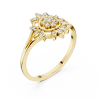 Women's Diamond Sun Flower Ring, Delicate Floral Statement Ring, Anniversary Gift