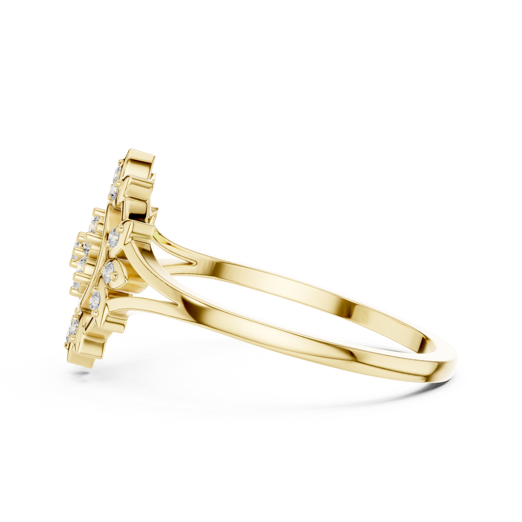 Women's Diamond Sun Flower Ring, Delicate Floral Statement Ring, Anniversary Gift