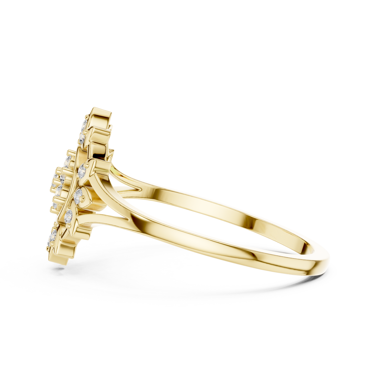 Women's Diamond Sun Flower Ring, Delicate Floral Statement Ring, Anniversary Gift