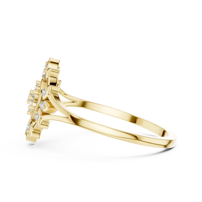 Women's Diamond Sun Flower Ring, Delicate Floral Statement Ring, Anniversary Gift