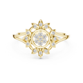 Women's Diamond Sun Flower Ring, Delicate Floral Statement Ring, Anniversary Gift