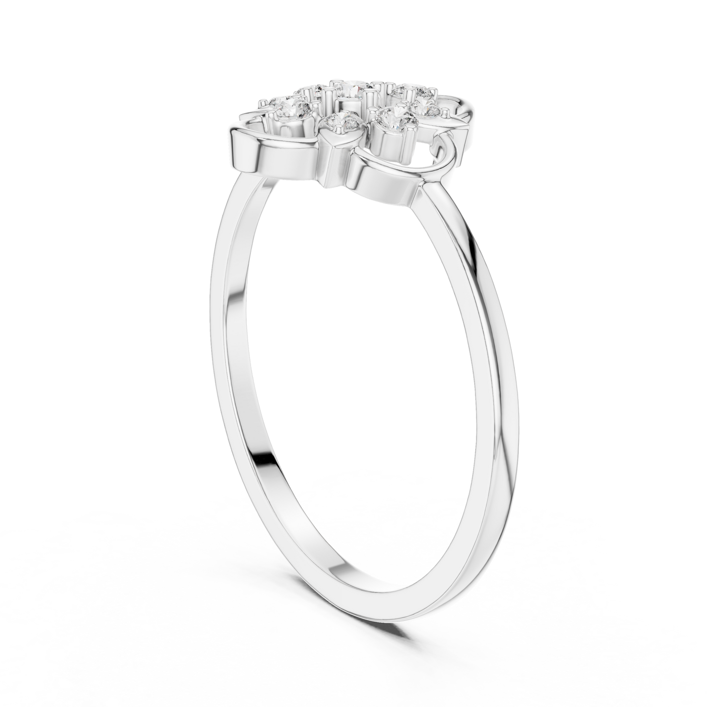 Luxury Women's Diamond Flower Halo Ring, Elegant Floral Cluster Statement Design.