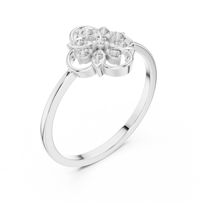 Luxury Women's Diamond Flower Halo Ring, Elegant Floral Cluster Statement Design.