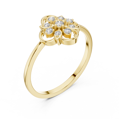 Luxury Women's Diamond Flower Halo Ring, Elegant Floral Cluster Statement Design.