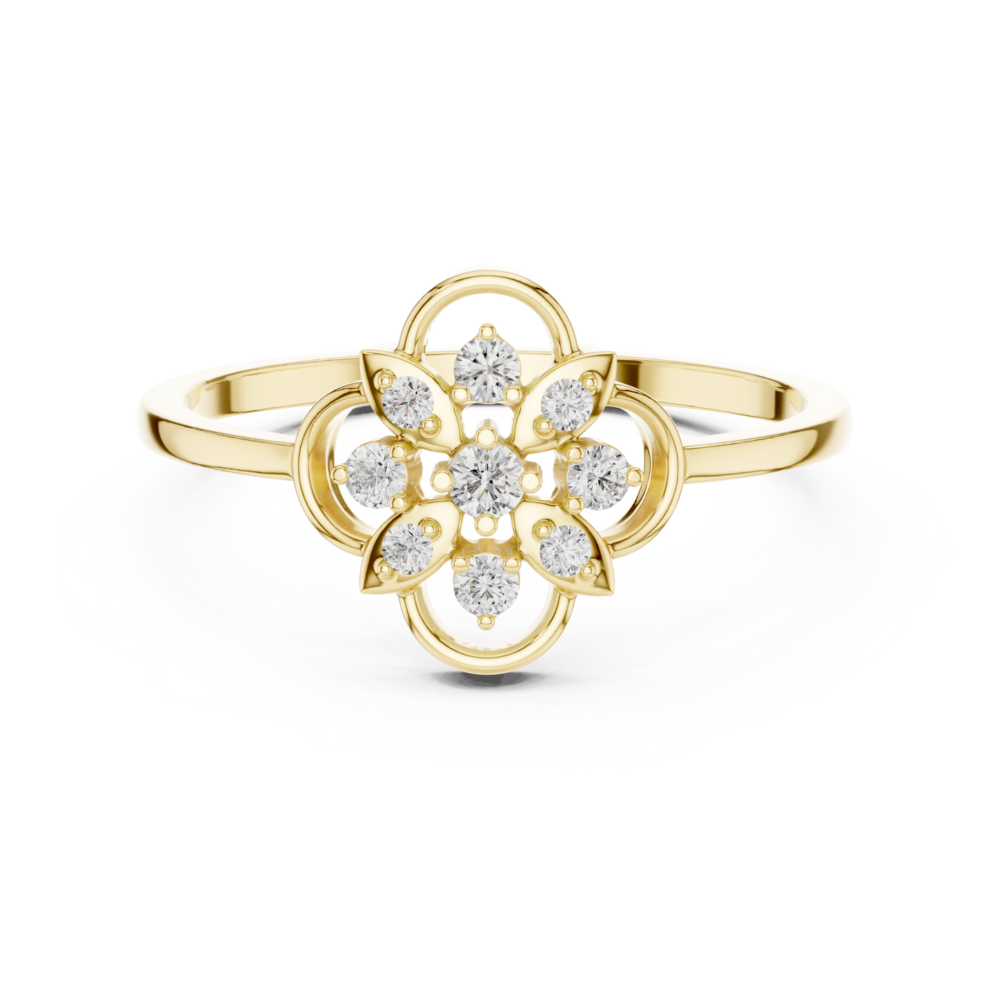 Luxury Women's Diamond Flower Halo Ring, Elegant Floral Cluster Statement Design.