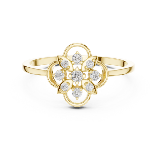 Luxury Women's Diamond Flower Halo Ring, Elegant Floral Cluster Statement Design.