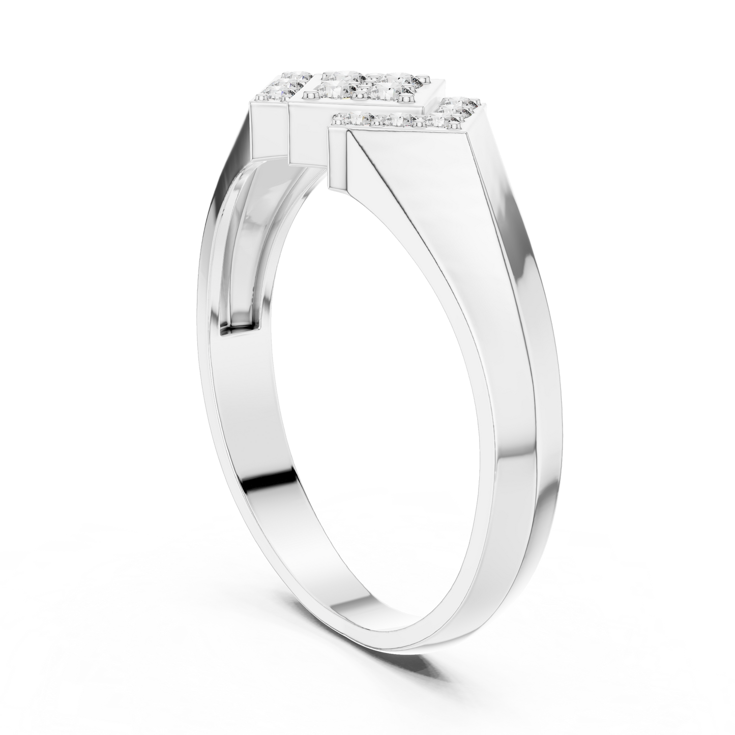 Classic Men's Triple Diamond Cluster Ring, Contemporary Signet Band, Fine Jewelry