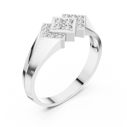 Classic Men's Triple Diamond Cluster Ring, Contemporary Signet Band, Fine Jewelry