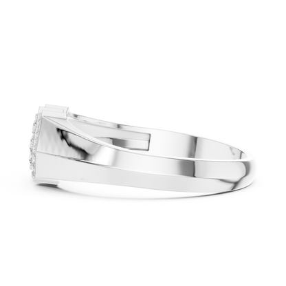 Classic Men's Triple Diamond Cluster Ring, Contemporary Signet Band, Fine Jewelry