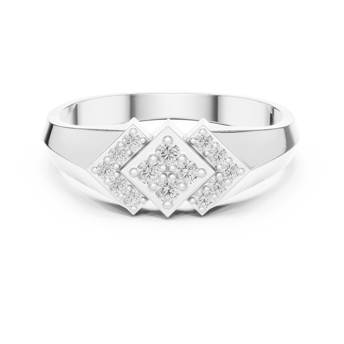 Classic Men's Triple Diamond Cluster Ring, Contemporary Signet Band, Fine Jewelry