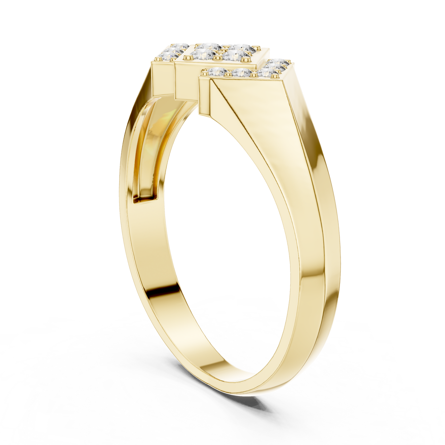 Classic Men's Triple Diamond Cluster Ring, Contemporary Signet Band, Fine Jewelry