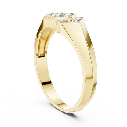 Classic Men's Triple Diamond Cluster Ring, Contemporary Signet Band, Fine Jewelry
