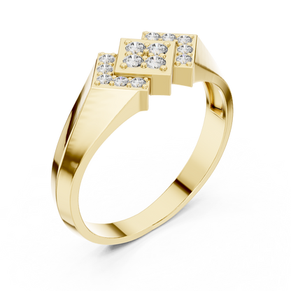 Classic Men's Triple Diamond Cluster Ring, Contemporary Signet Band, Fine Jewelry