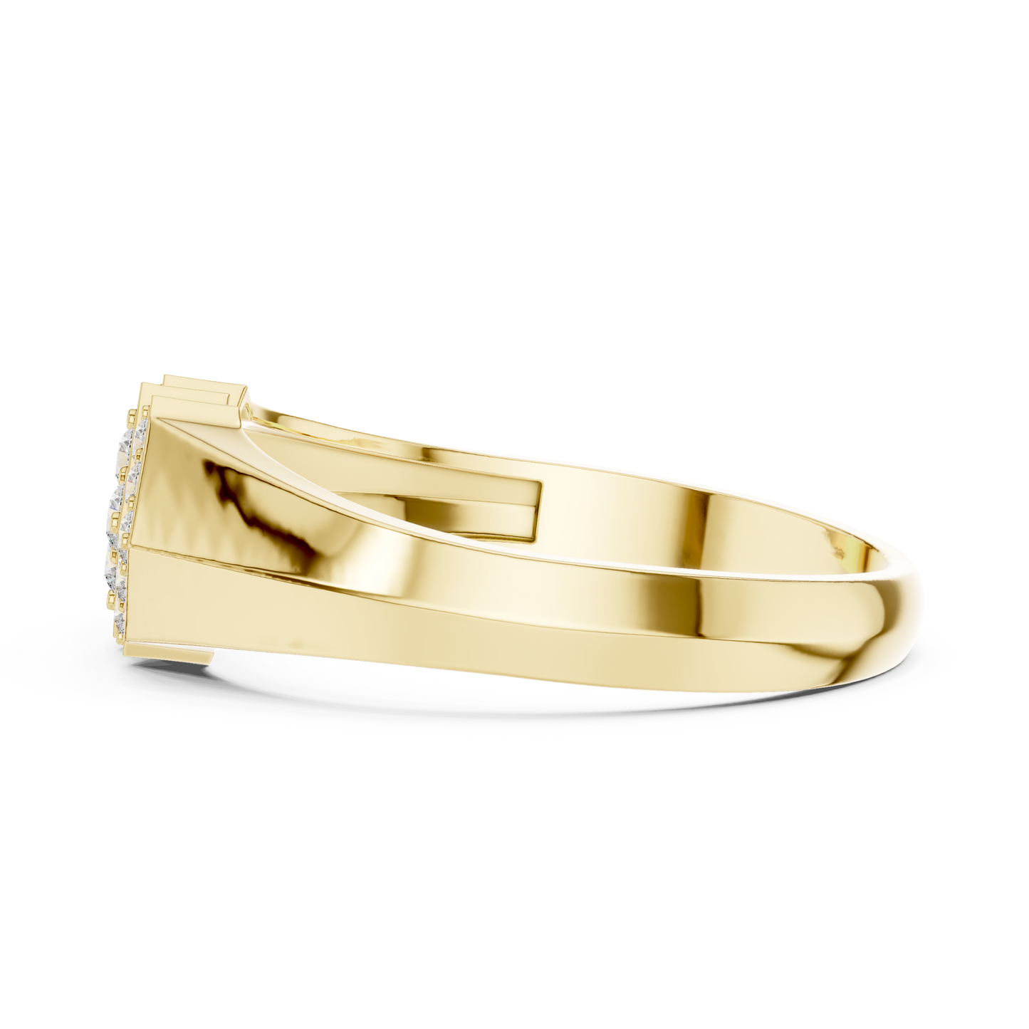Classic Men's Triple Diamond Cluster Ring, Contemporary Signet Band, Fine Jewelry