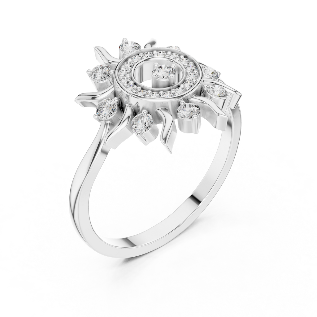 Luxury Women's Diamond Sun Ring, Radiant Sunbeam Design, Fine Jewelry Gift for Her.