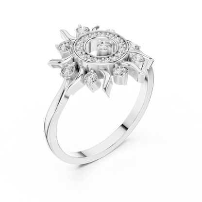 Luxury Women's Diamond Sun Ring, Radiant Sunbeam Design, Fine Jewelry Gift for Her.