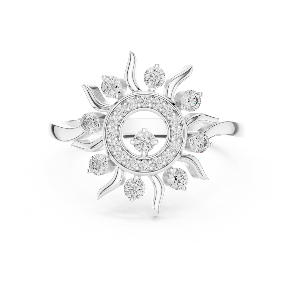 Luxury Women's Diamond Sun Ring, Radiant Sunbeam Design, Fine Jewelry Gift for Her.