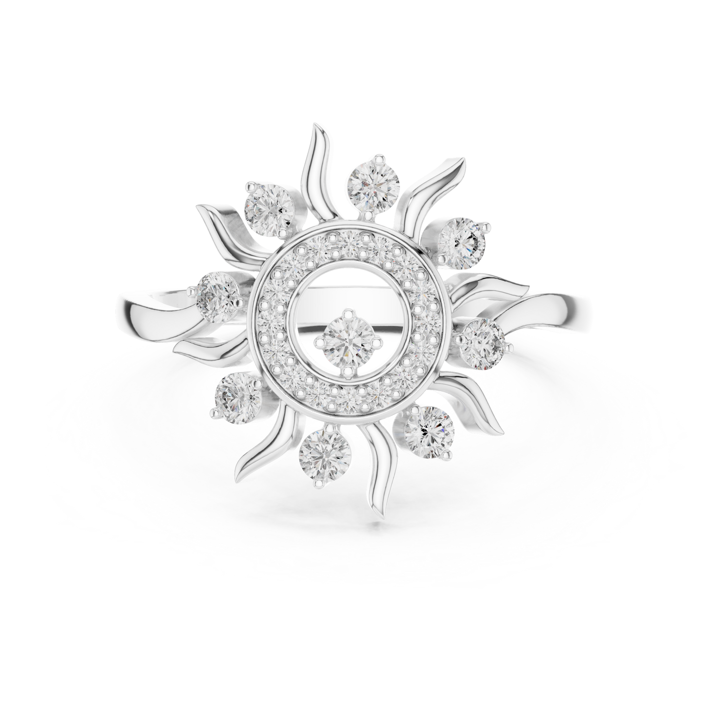 Luxury Women's Diamond Sun Ring, Radiant Sunbeam Design, Fine Jewelry Gift for Her.